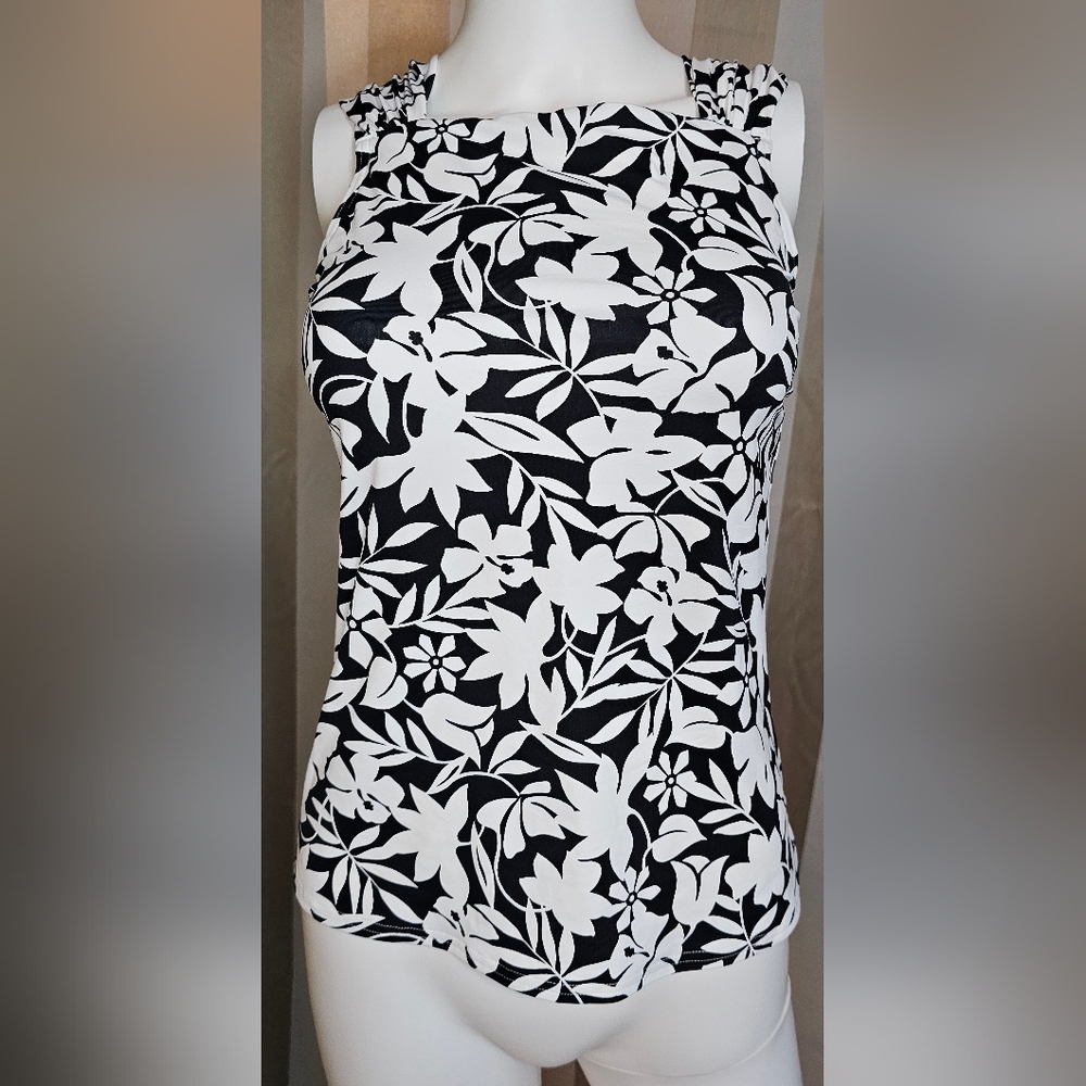 Lands' End Tankini Cap Sleeve Square Neck Women's NWT Small